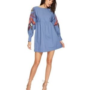 Free People Obsessions Embroidered Boho Mini Dress